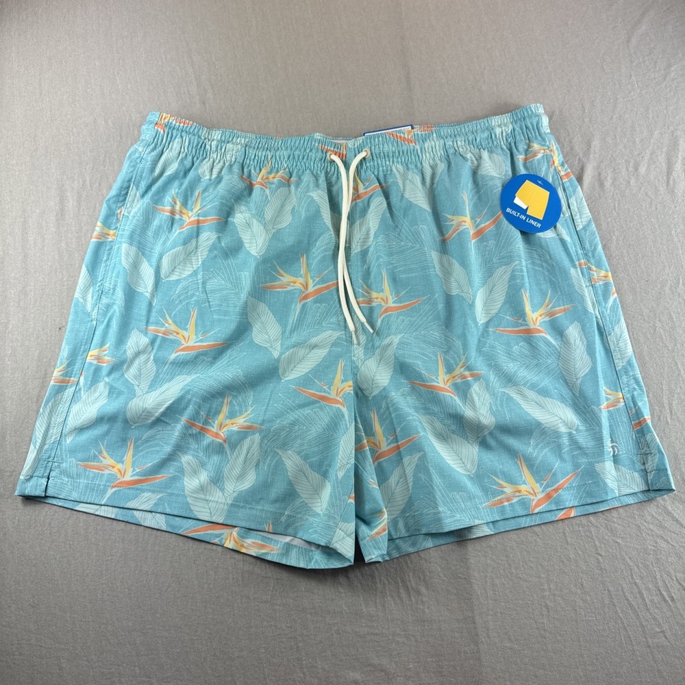 Sol Borne Volley Swim Shorts Mens XXL Green Floral Lined Trunks Hawaiian NEW NWT